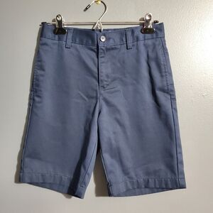 Lands' End Navy Blue Uniform Flat Front Shorts Adjustable Waist Boys Size 10